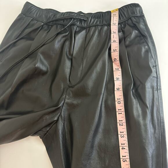Zara Women's Black Faux Leather The Weekend Drawstring Pants Size Small - Picture 10 of 16